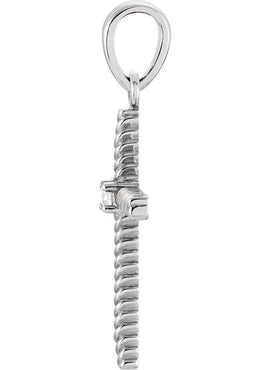 14K Yellow Gold .015 CT Natural Diamond Cross Pendant