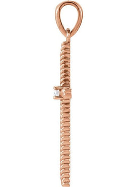 14K Yellow Gold .015 CT Natural Diamond Cross Pendant