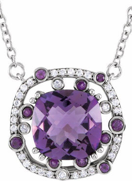 14K Yellow Gold Natural Amethyst & 1/6 CTW Natural Diamond 16