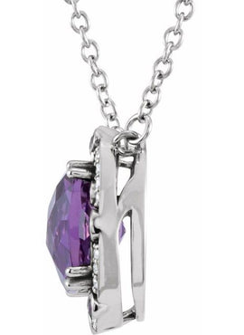 14K Yellow Gold Natural Amethyst & 1/6 CTW Natural Diamond 16