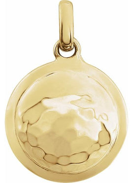 14K Yellow Gold Hammered Disk Pendant