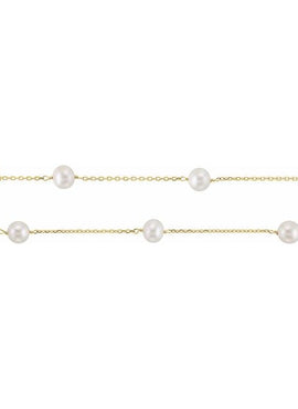 14K White Gold Cultured White Freshwater Pearl  14-Station 18