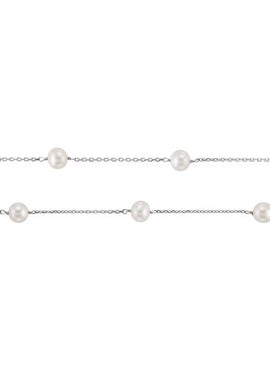 14K White Gold Cultured White Freshwater Pearl  14-Station 18