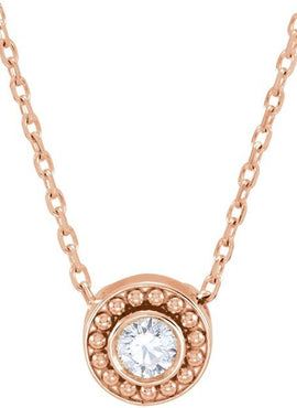 14K Rose Gold 1/10 CTW Diamond Beaded Slide 16
