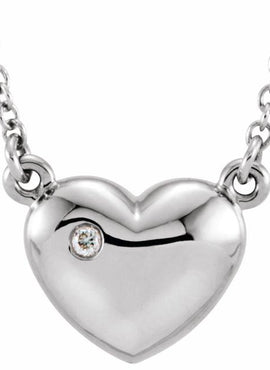 Platinum .01 CTW Natural Diamond Heart 16.5
