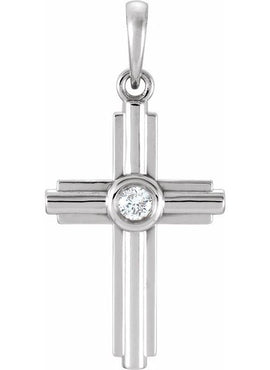 14K Rose Gold .06 CT Natural Diamond Cross Pendant