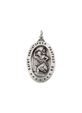 14K Yellow Gold 25x18 mm Oval St. Christopher Medal
