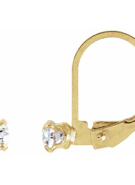 14K Yellow Gold Imitation White Cubic Zirconia Youth Earrings