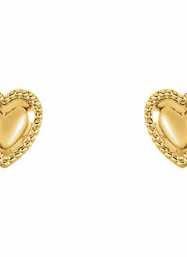 14K Yellow Gold Youth Heart Earrings
