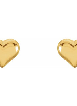 14K Yellow Gold Puffed Heart Earrings