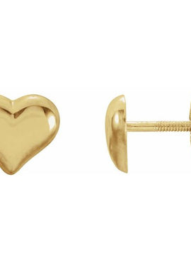 14K Yellow Gold Puffed Heart Earrings