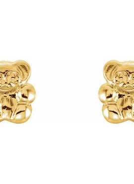 14K Yellow Gold Teddy Bear Earrings