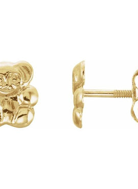 14K Yellow Gold Teddy Bear Earrings