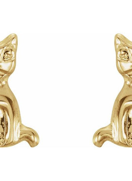 14K Yellow Gold Youth Cat Earrings