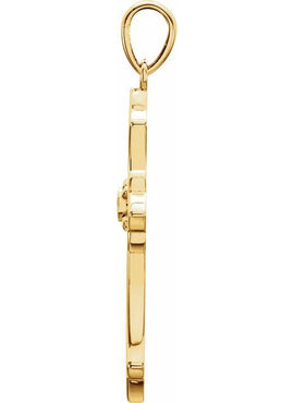 14K Yellow Gold .03 CT Natural Diamond Cross Pendant