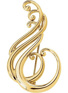 14K Yellow Gold Freeform Brooch