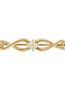14K Yellow Gold .08 CTW Natural Diamond Scroll Brooch