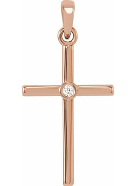 Platinum .01 CT Natural Diamond Cross Pendant