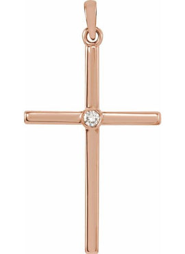 Platinum .01 CT Natural Diamond Cross Pendant