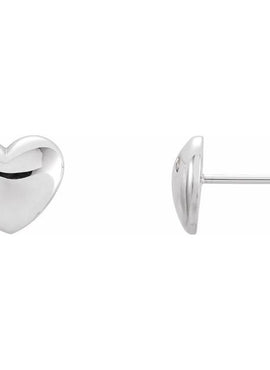 Platinum .02 CTW Natural Diamond Puffed Heart Earrings