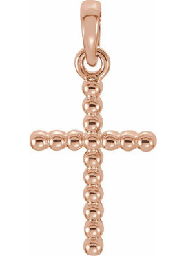 14K Yellow Gold Beaded Cross Pendant