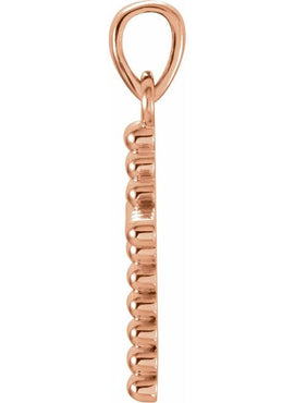 14K Yellow Gold Beaded Cross Pendant