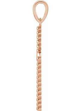 14K Yellow Gold Beaded Cross Pendant