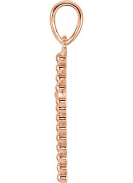 14K Yellow Gold Beaded Cross Pendant