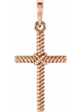 14K White Gold 13.5x8.6 mm Rope Cross Pendant