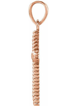 14K White Gold 13.5x8.6 mm Rope Cross Pendant