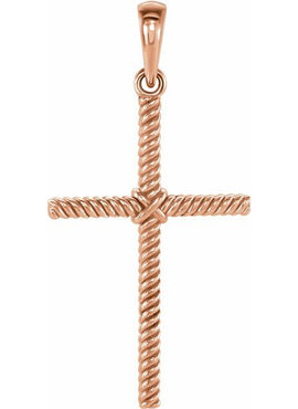 14K White Gold 13.5x8.6 mm Rope Cross Pendant