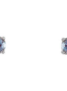 14K White Gold Imitation Mozambique Garnet Youth Earrings