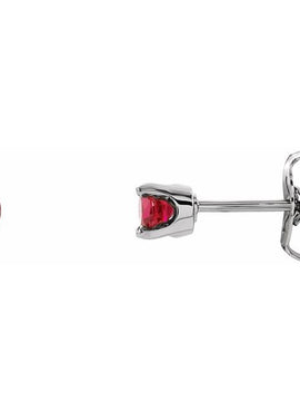 14K White Gold Imitation Mozambique Garnet Youth Earrings