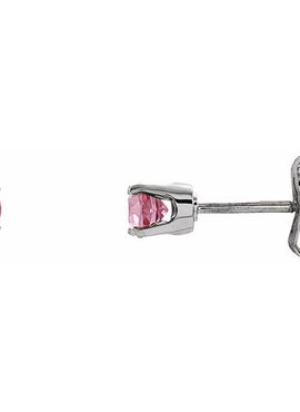 14K White Gold Imitation Mozambique Garnet Youth Earrings
