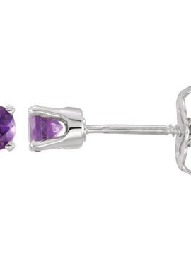 14K White Gold Imitation Mozambique Garnet Youth Earrings