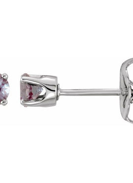 14K White Gold Imitation Mozambique Garnet Youth Earrings