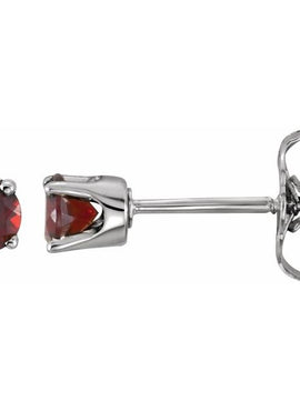 14K White Gold Imitation Mozambique Garnet Youth Earrings