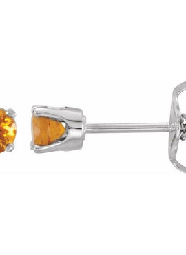 14K White Gold Imitation Mozambique Garnet Youth Earrings