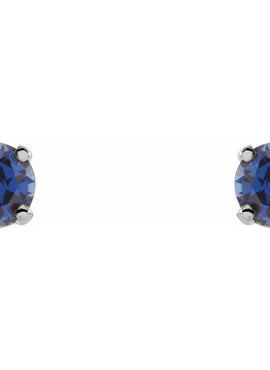 14K White Gold Imitation Mozambique Garnet Youth Earrings