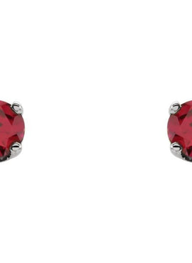 14K White Gold Imitation Mozambique Garnet Youth Earrings