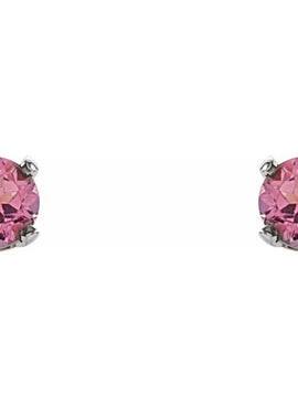 14K White Gold Imitation Mozambique Garnet Youth Earrings