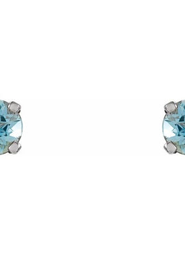 14K White Gold Imitation Mozambique Garnet Youth Earrings