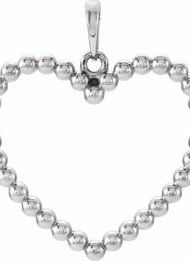 14K White Gold Beaded Heart Pendant