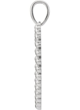14K White Gold Beaded Heart Pendant