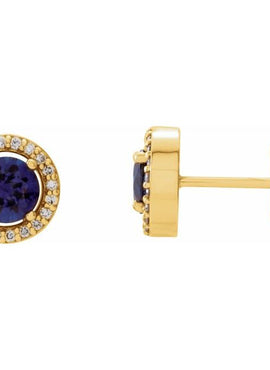 14K Yellow Gold Natural Aquamarine & 1/6 CTW Natural Diamond Earrings