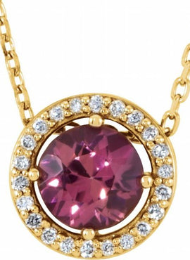 14K Yellow Gold Natural Blue Sapphire & .05 CTW Natural Diamond Halo-Style 16