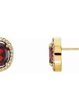 14K Yellow Gold Natural Citrine & 1/10 CTW Natural Diamond Earrings