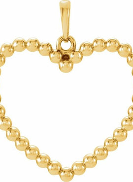 14K White Gold Beaded Heart Pendant