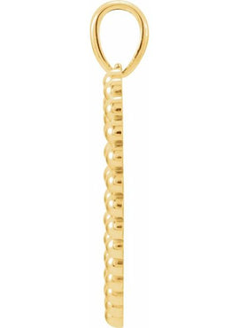 14K White Gold Beaded Heart Pendant