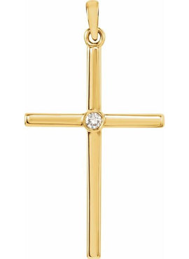 Platinum .01 CT Natural Diamond Cross Pendant